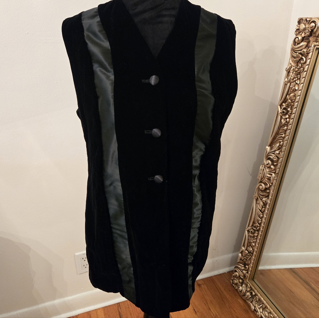 Anne Klein Bergdorf Goodman Vintage Long Velvet Satin Vest Sz 4 New Old Stock